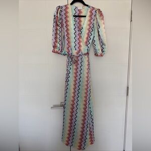 ASOS VILLA chevron Sleeveless Zigzag Maxi Dress in Pastel Multi